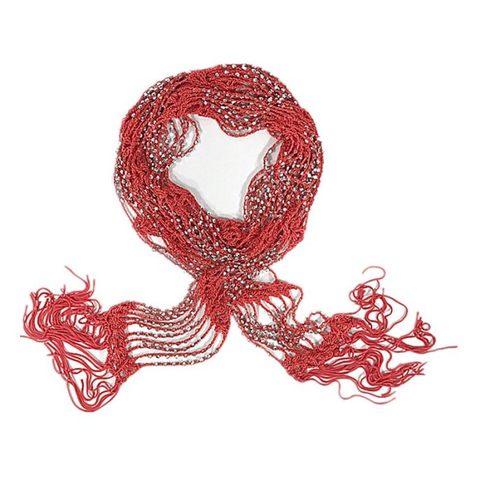 Hand Knitted Belt Scarf - Red