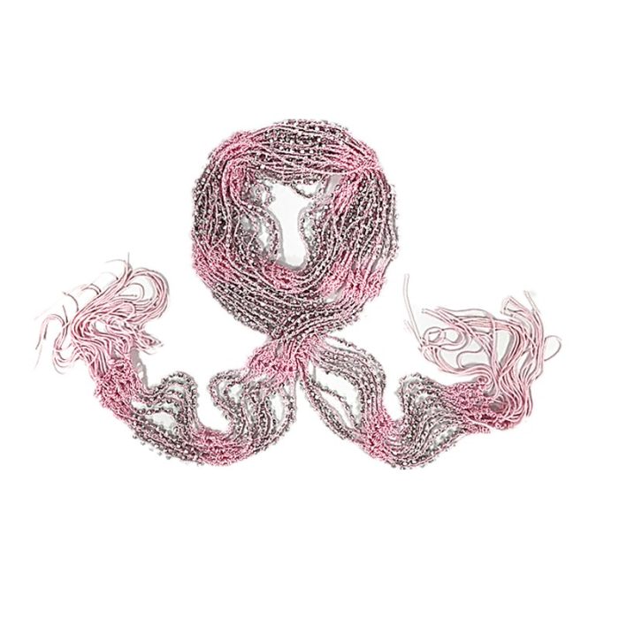 Hand Knitted Belt Scarf - Pink