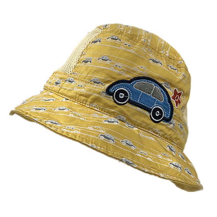 Boys Bucket Hat with Car - Yellow