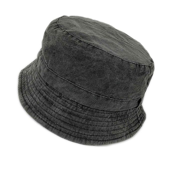 Thick Cotton Bucket Hat - Grey