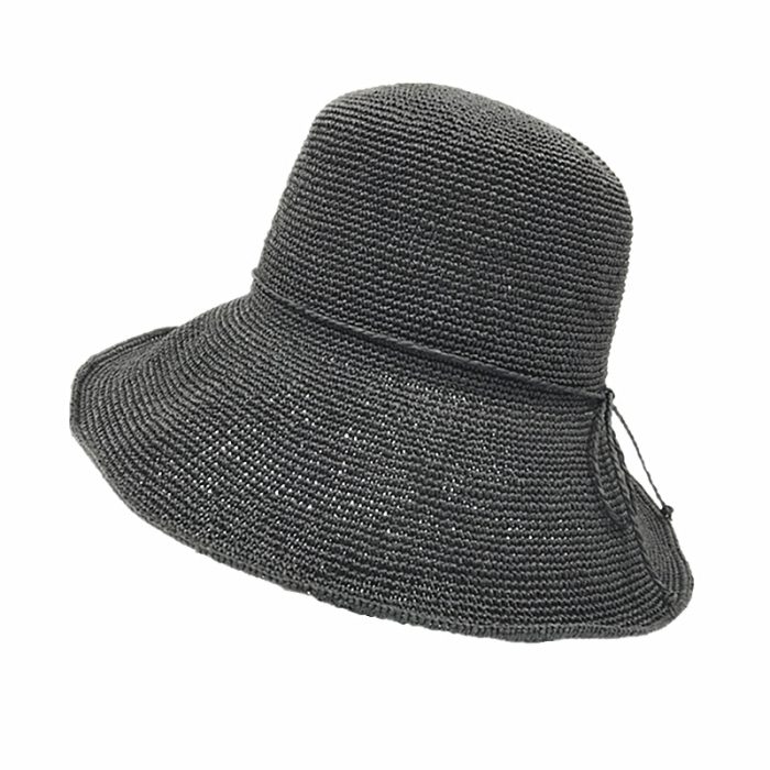 Adjustable Hand Crochet Floppy Hat with String Ribbon - 10CM Brim