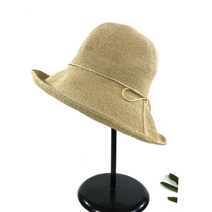 Adjustable Hand Crochet Floppy Hat with String Ribbon - 10CM Brim