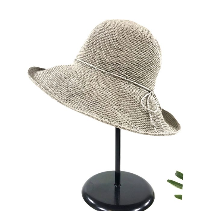 Adjustable Hand Crochet Floppy Hat with String Ribbon - 10CM Brim
