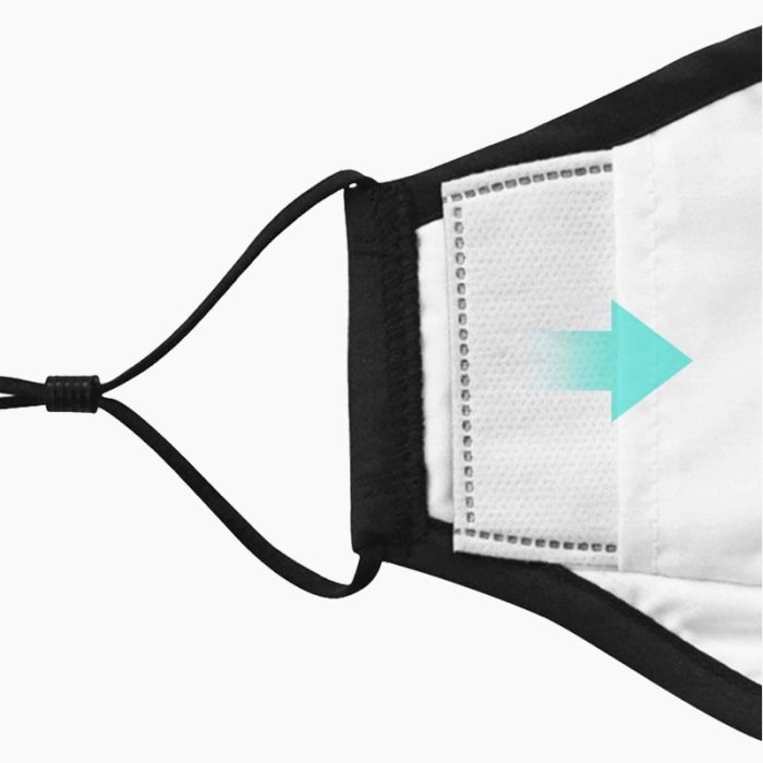 3 Layer Cotton Face Mask - Plain Black - Image 2