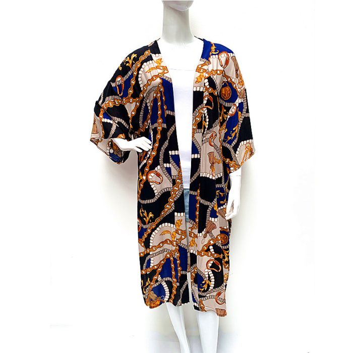 Patterned Long Kimono. Free Size