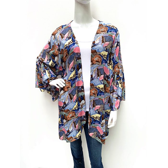 Print Bell Sleeve Kimono. Free Size.