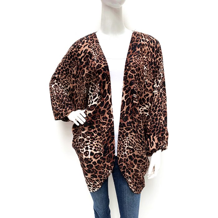 Print Bat Sleeve Casual Kimono.