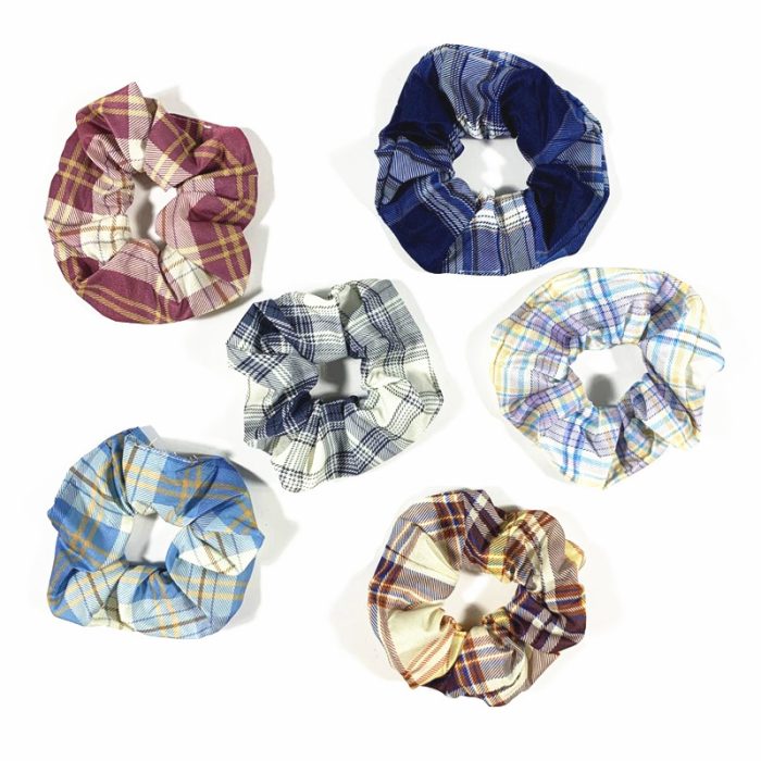 Plaid Scrunchie. Assorted Colors.