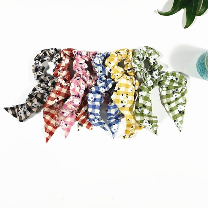 Flora Scrunchie with Ribbon. Assorted Colors.