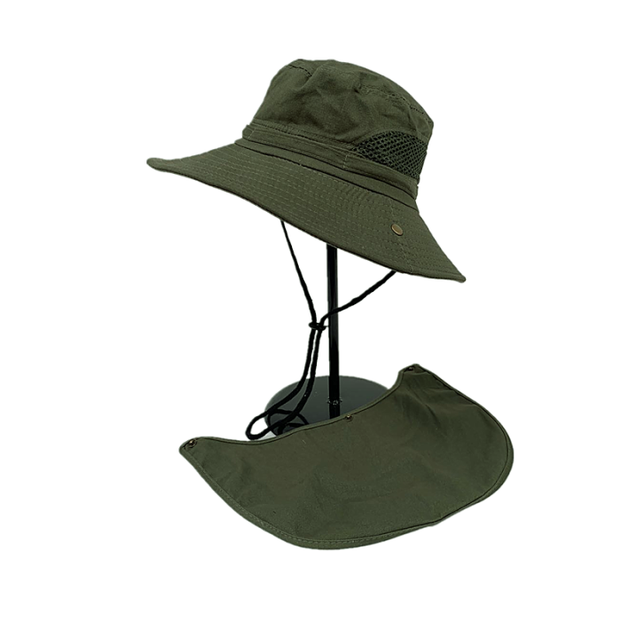 Big Brim Cotton Removable Flap Hat - Image 2