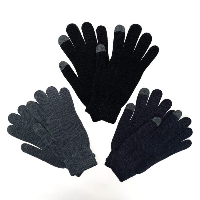 Full Finger Knitted Glove with Screen Touch - Medium. Assorted Colors.