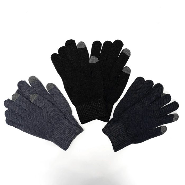 Full Finger Knitted Glove with Screen Touch – Large. Assorted Colors.