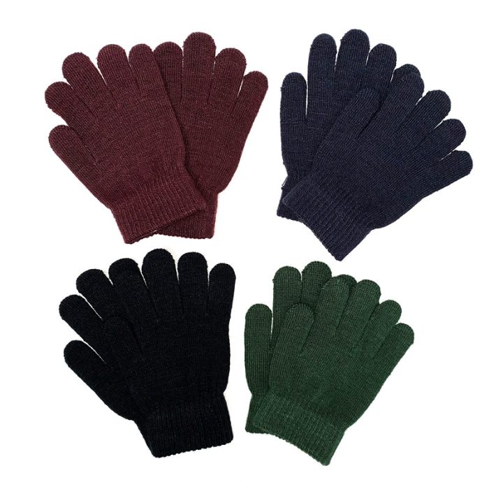 Kids Full Finger Knitted Glove – Large(7-10yr). Assorted Colors.