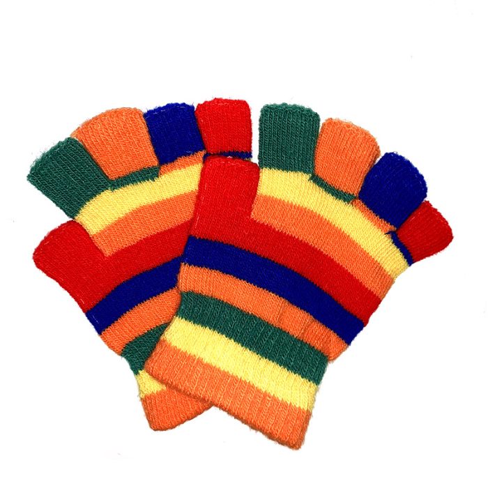 Kids Rainbow Half Finger Glove - Large (7-10yr).