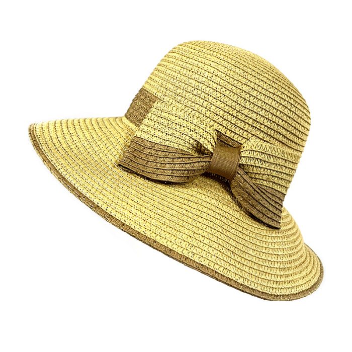 Women Floppy Hat with Two Tone Bow Deco