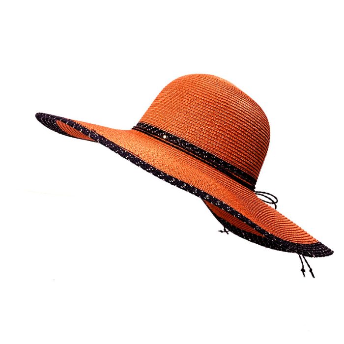 Wide Brim Floppy Hat with Sequins Deco Trim