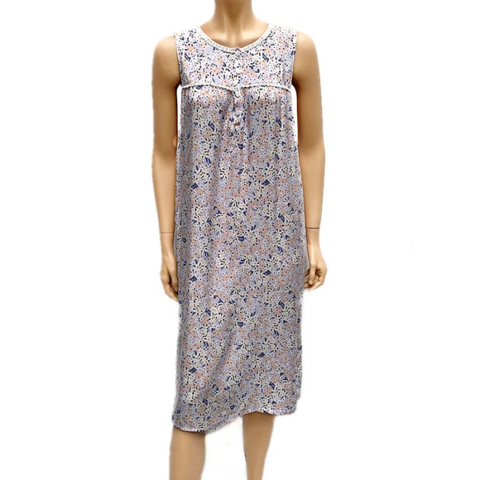 Extra Comfort Floral Sleeveless Nightie with Lace. Size 8 - Size 26.