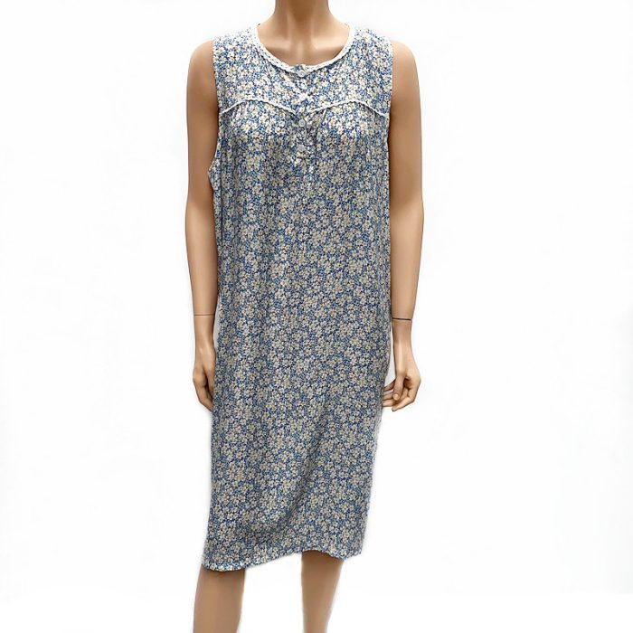 Extra Comfort Floral Sleeveless Nightie with Lace. Size 8 - Size 26.
