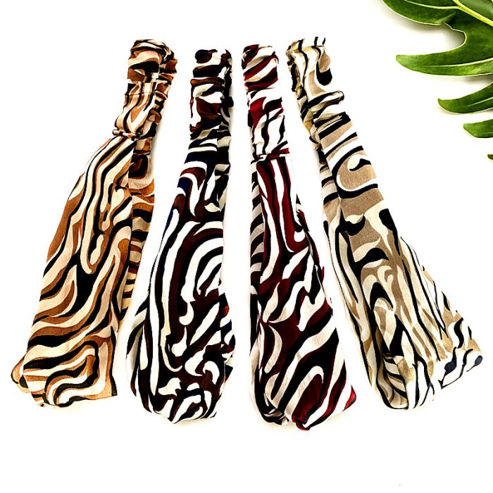 Zebra Print Cross Headband. Assorted Colors.