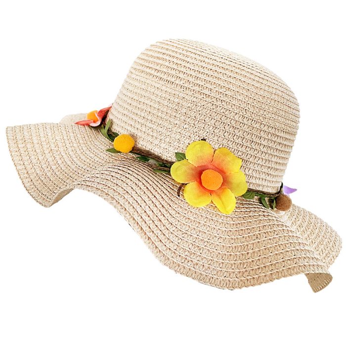 Cute Girls Wave Floppy with Flower Band