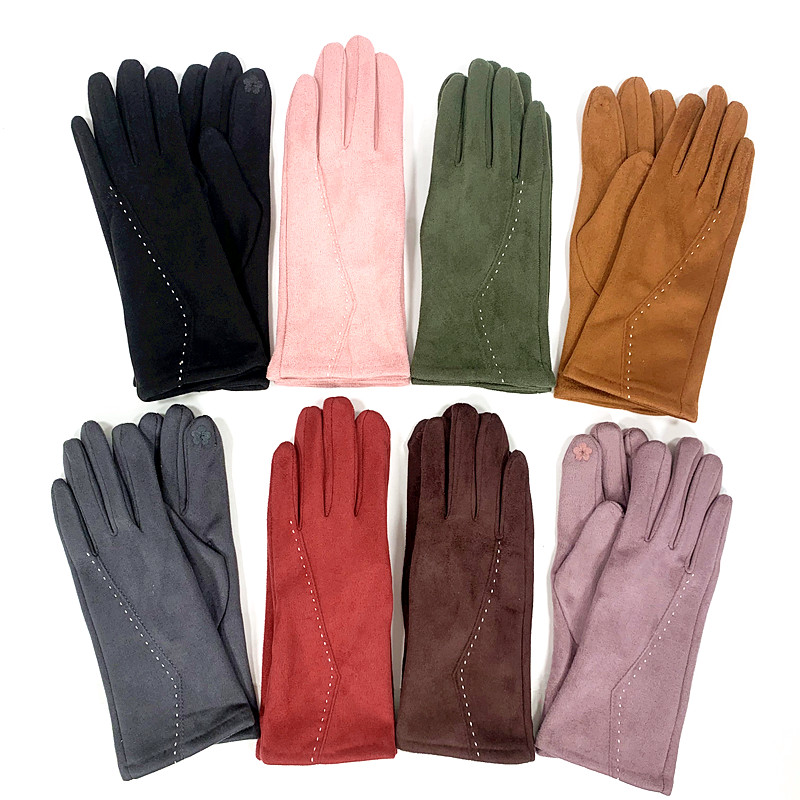 Women Suede Lined Gloves with Lining and Finger Touch – Assorted Color ...