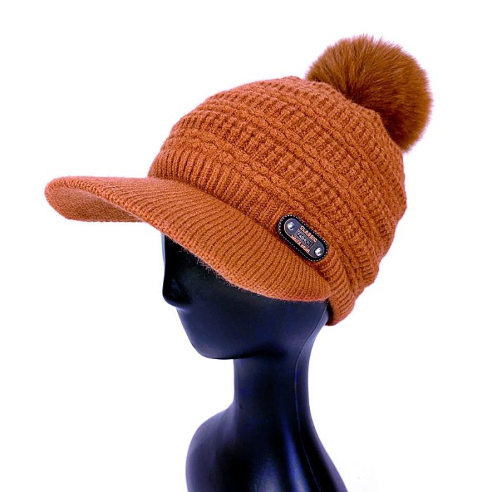 Knitted Fashion Cap with Pom