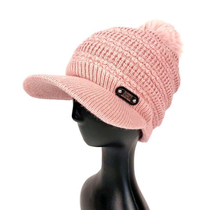 Knitted Fashion Cap with Pom