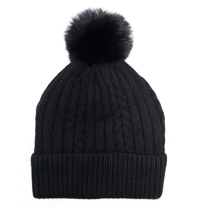 Cable Beanie with Pom