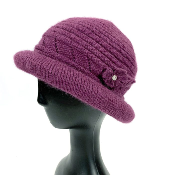 Stylish Rolled Brim Hat with Flower Deco