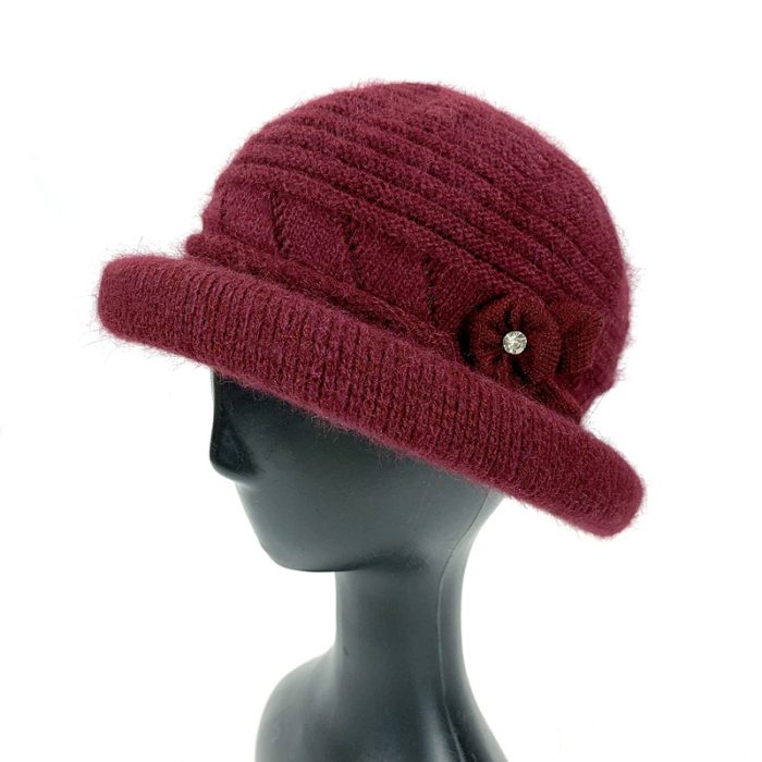 Stylish Rolled Brim Hat with Flower Deco