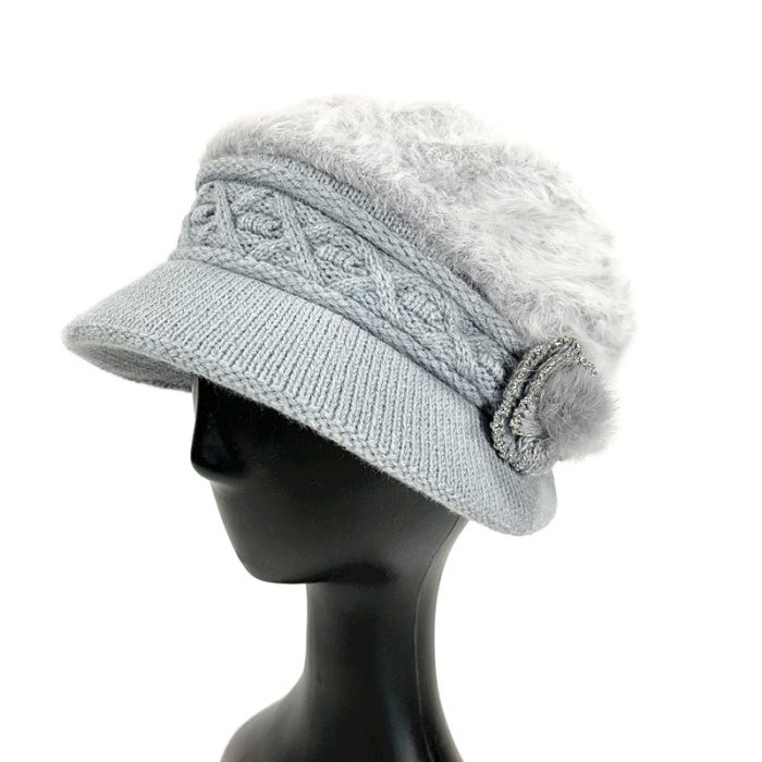 Stylish Faux Rabbit Fur Hat with Side Bow Deco