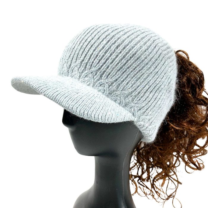 Stylish Knitted Ponytail Cap with Sequins