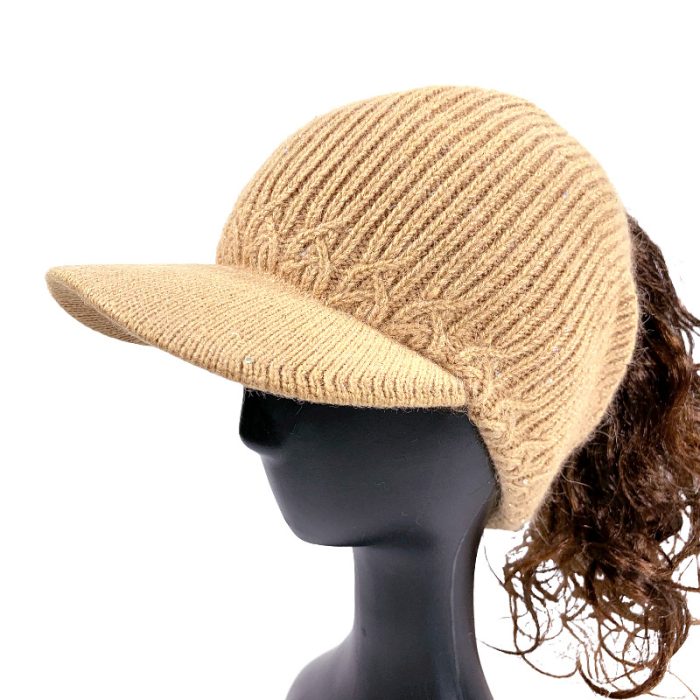 Stylish Knitted Ponytail Cap with Sequins