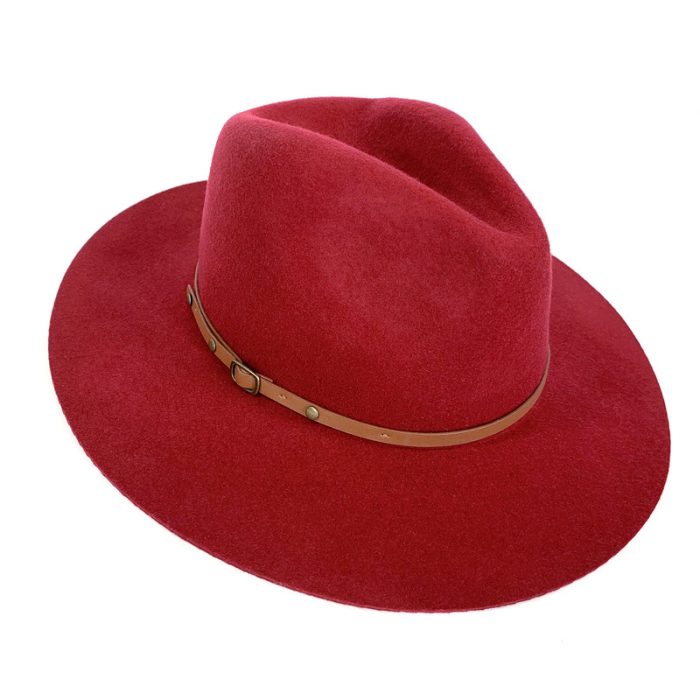 Wide Brim Wool Felt Fedora Hat with Band Deco