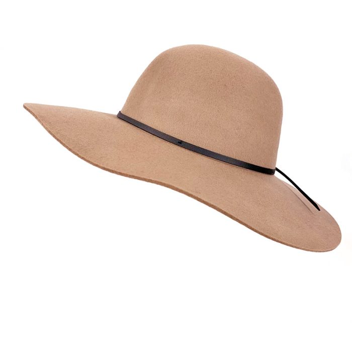 Stylish Wool Floppy Hat with Band Deco