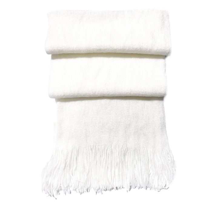 Thick Acrylic Plain scarf -White