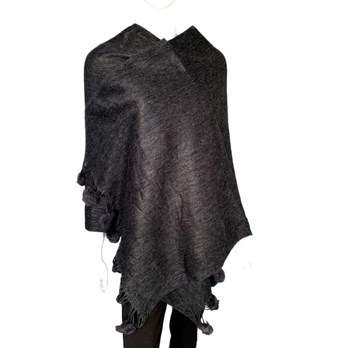 Plain Scarf/Shawl with PomPom Fringe