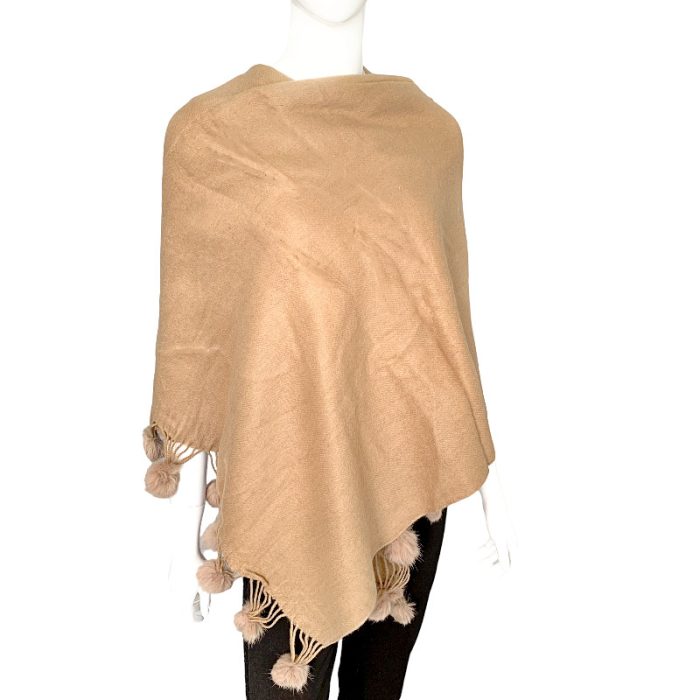 Plain Scarf/Shawl with PomPom Fringe