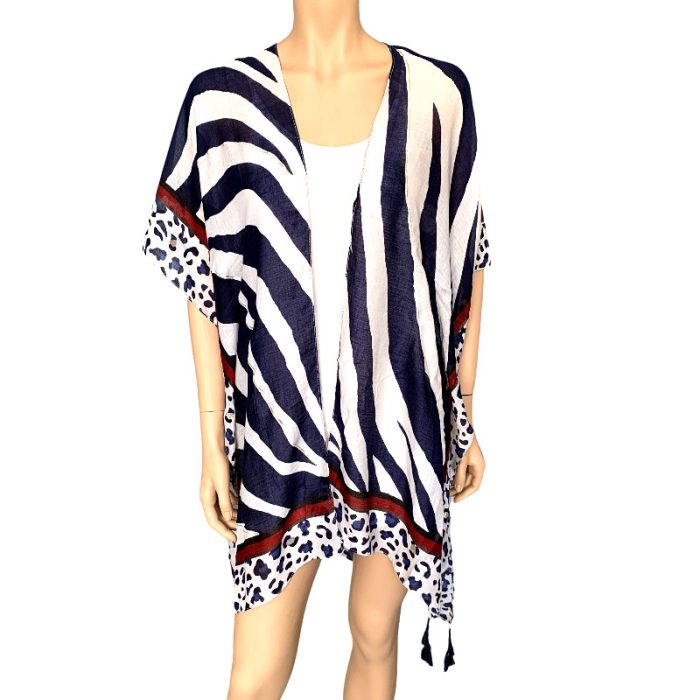 Zebra Print Cape with Tassels. Free Size.