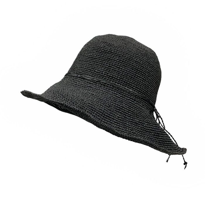 Adjustable Hand Crochet Floppy Hat with String Ribbon - 8CM Brim