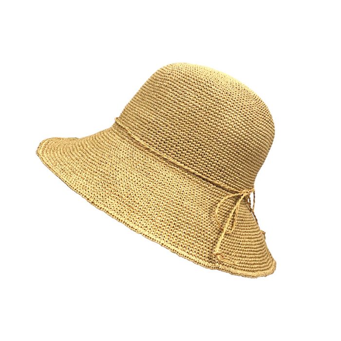 Adjustable Hand Crochet Floppy Hat with String Ribbon - 8CM Brim
