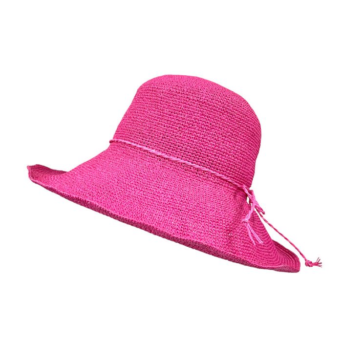 Adjustable Hand Crochet Floppy Hat with String Ribbon - 10CM Brim