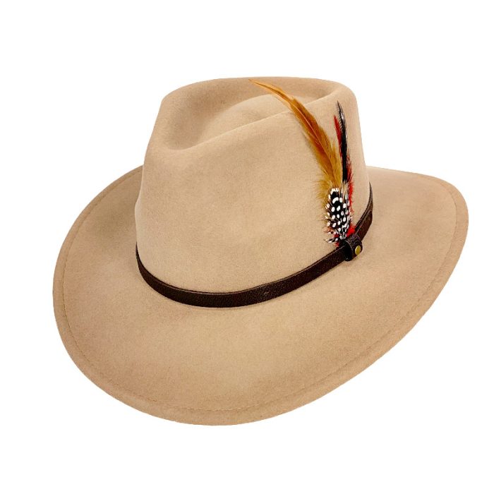 Lux Wool Hat with Feather & Band - L(#60)