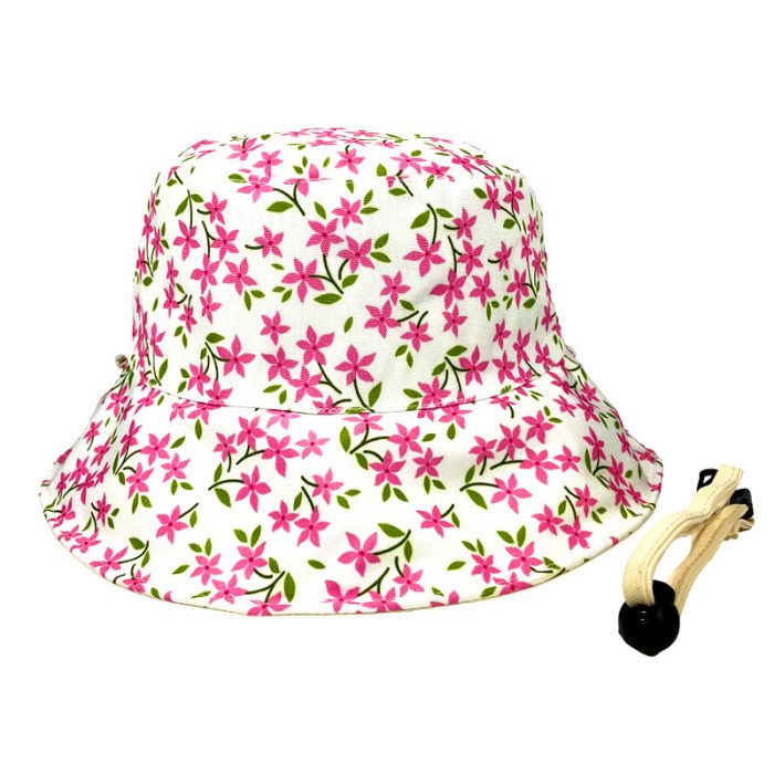 Reversible Flora Bucket Hat with Removable Chin Cord