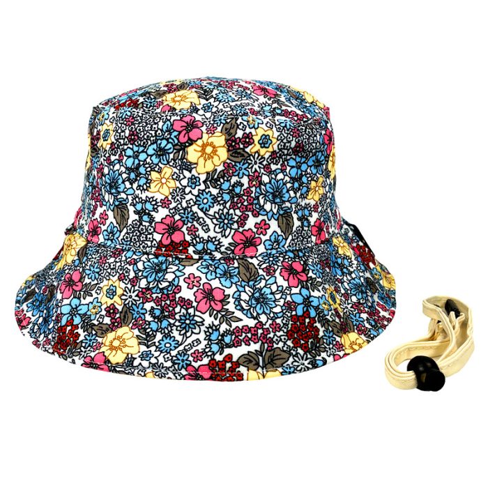 Reversible Flora Bucket Hat with Removable Chin Cord