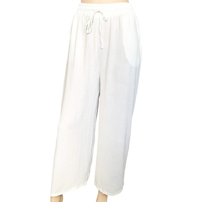 Solid Color Wide Leg Pants with Two Pockets -  L/XL Only