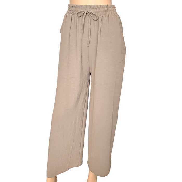Solid Color Wide Leg Pants with Two Pockets - S/M & L/XL