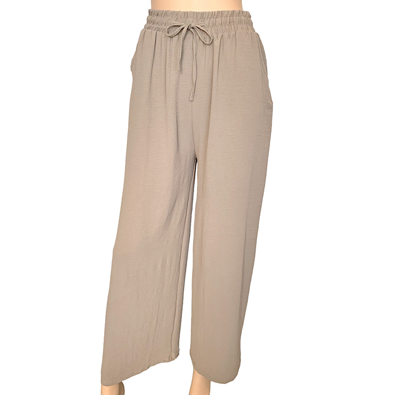 Solid Color Wide Leg Pants with Two Pockets - S/M only - AUTN PTY LTD