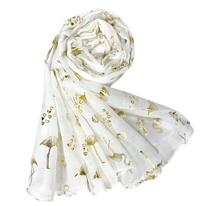Gold Foil Flamingo Scarf