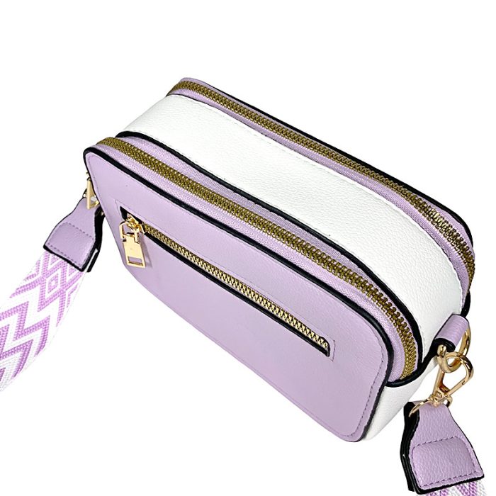 Camera Bag with Front Zip Deco & Patterned Strap - Image 2